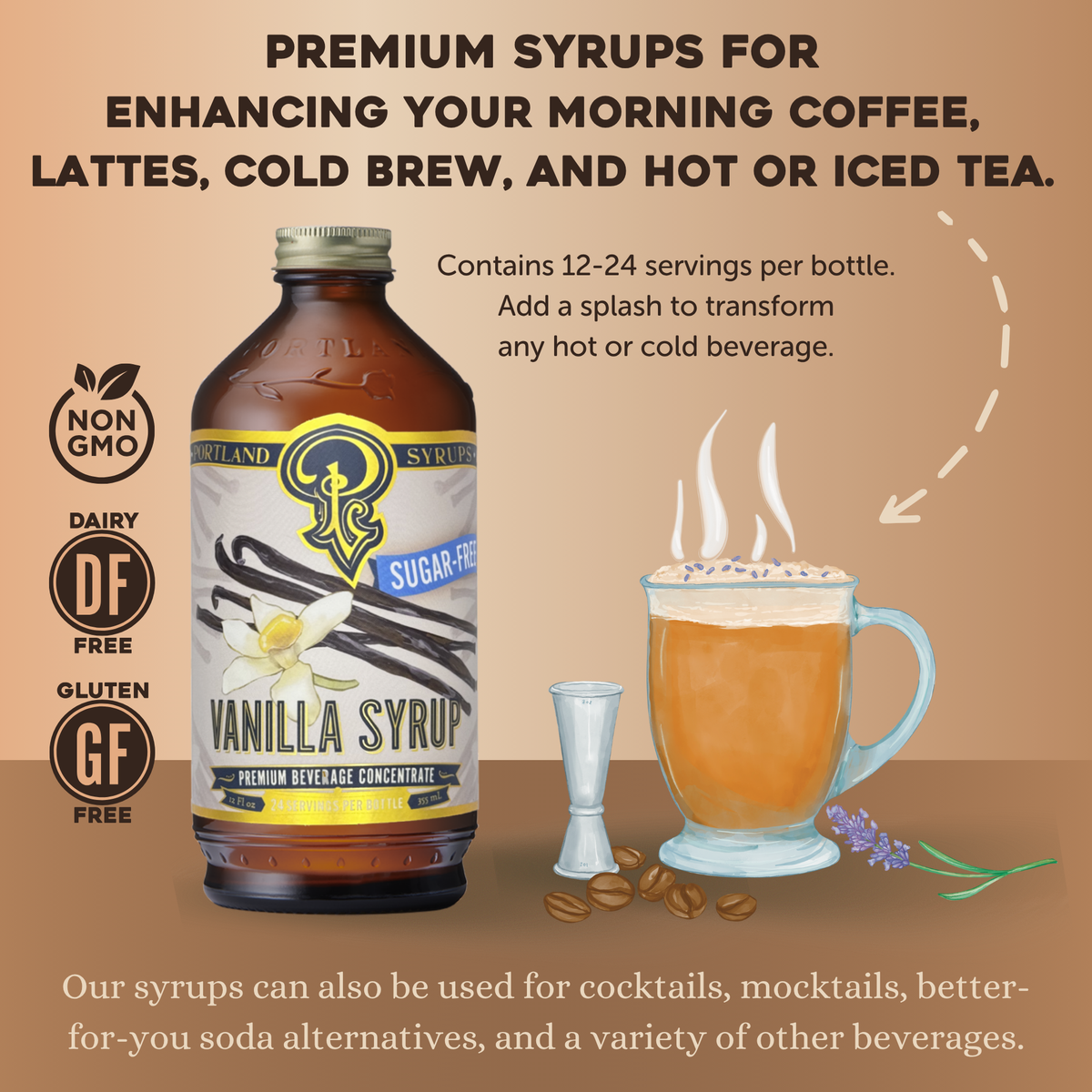 Sugar Free Vanilla Syrup | Zero-Sugar Coffee & Latte Syrup