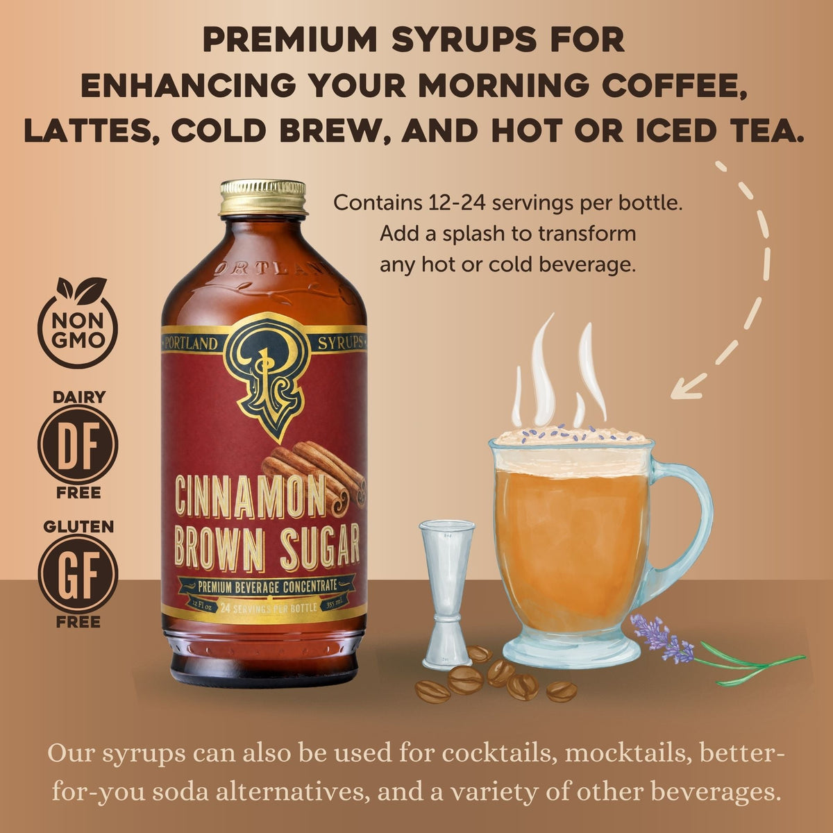Portland Syrups Cinnamon Brown Sugar Syrup | Craft Coffee & Cocktail Concentrate