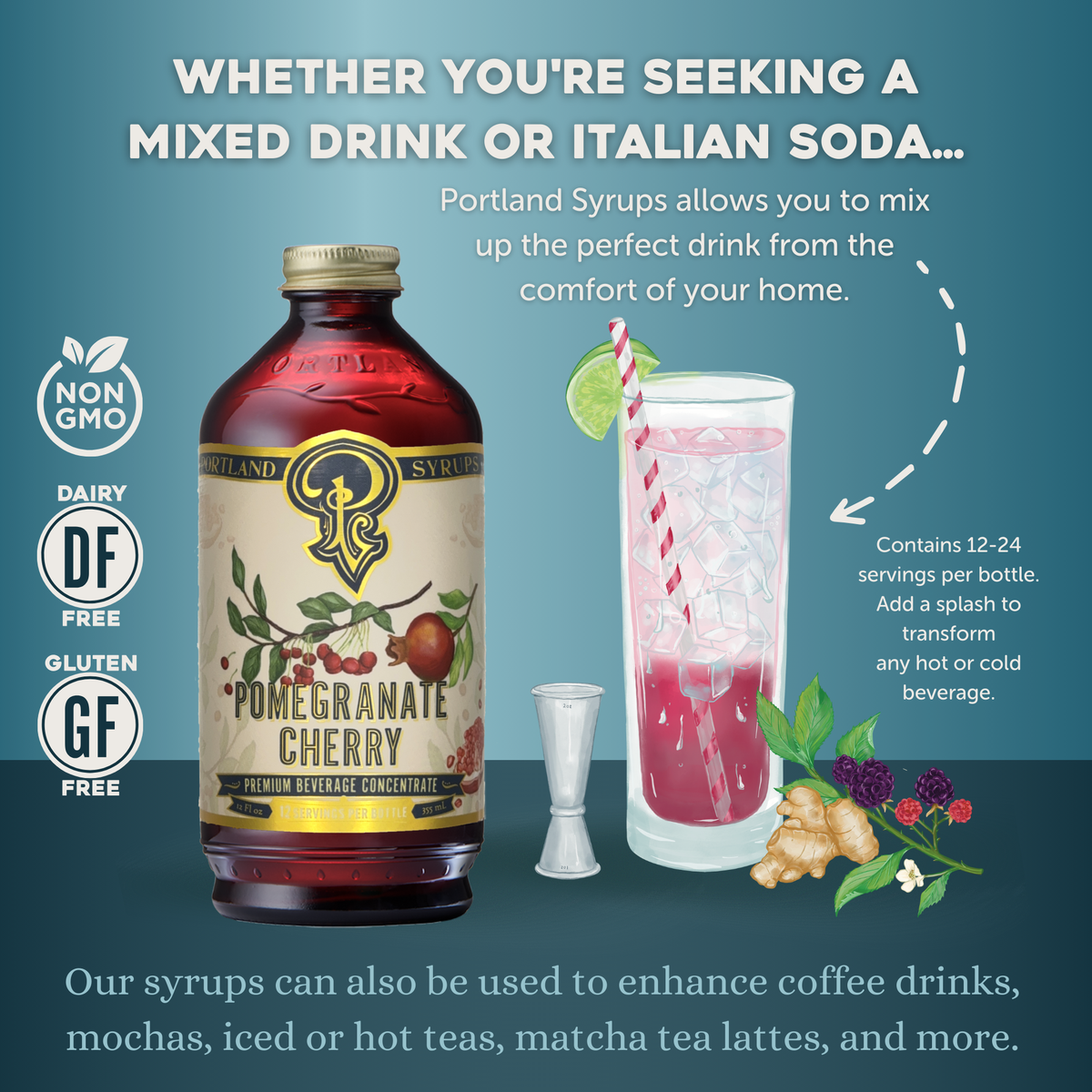 Pomegranate Cherry Syrup | Real Fruit Craft Grenadine