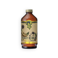 A bottle of Bright Char Flower Relief Concentrate syrup, featuring an amber glass bottle with a beige label and gold cap, set against a plain white background.
