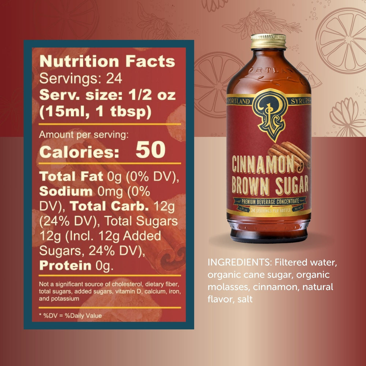 Portland Syrups Cinnamon Brown Sugar Syrup | Craft Coffee & Cocktail Concentrate