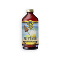A bottle of Falernum Premium Beverage Concentrate syrup. The product is in an amber glass bottle with a gold cap, featuring a label with tropical beach and cocktail graphics.