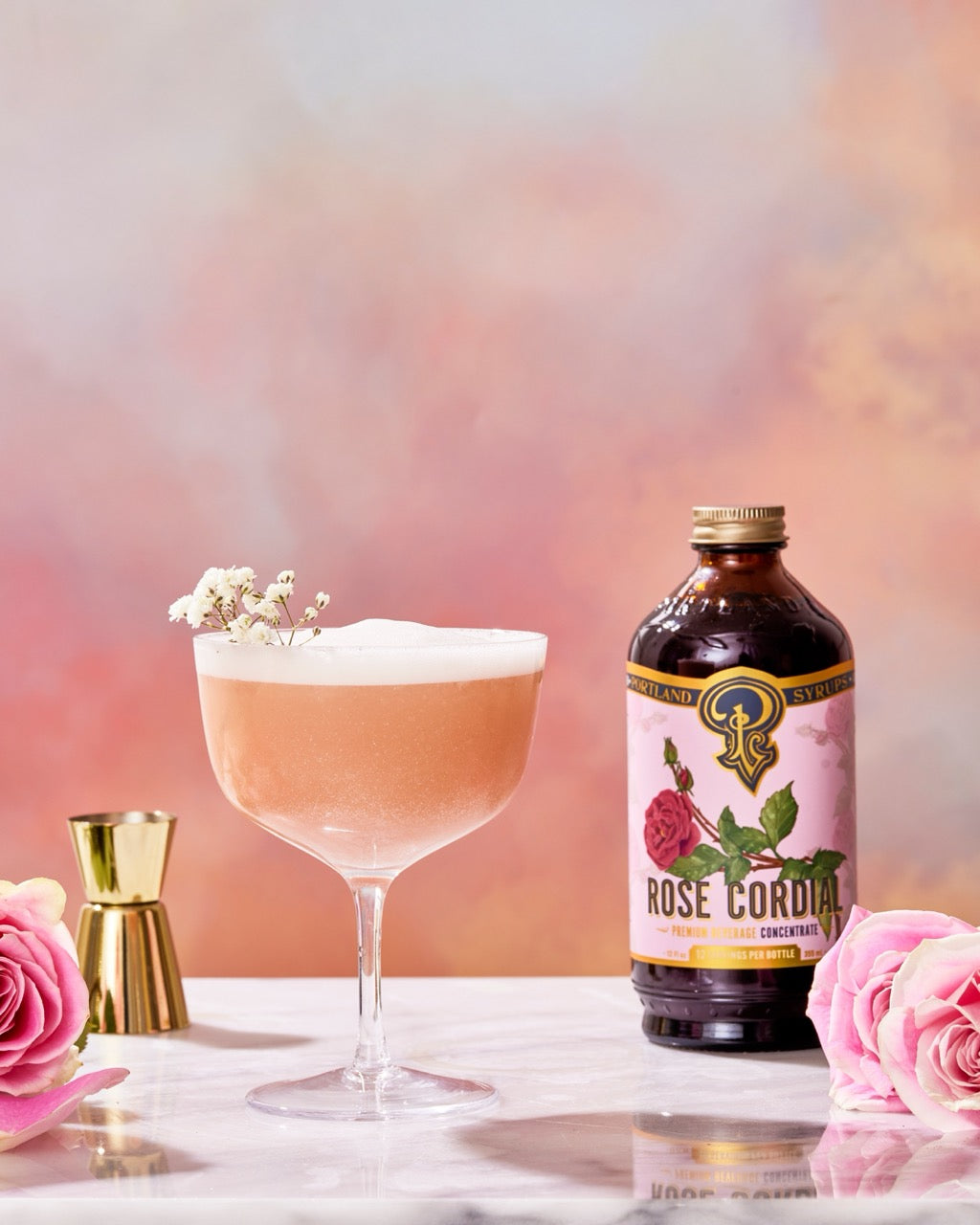 Rose Cordial Syrup | Whole Dried Rose Bud & Hip Mixer