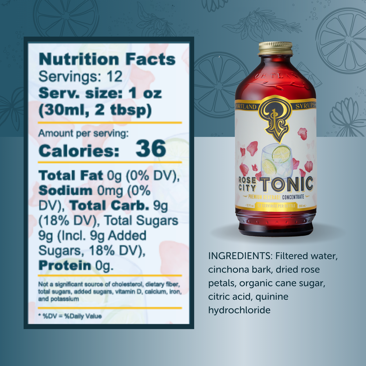 Rose City Tonic Concentrate | Floral Cinchona Cocktail Mixer